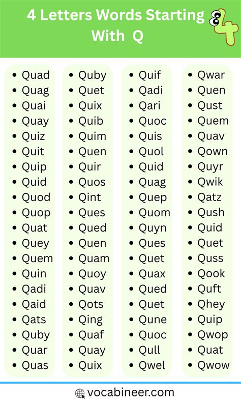4 Letter Words Starting with Q | Easy Q Words for Beginners