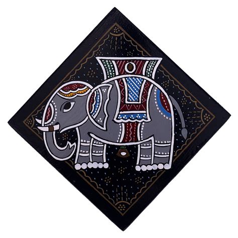 Buy Mithila And Tikuli Art MDF Board Elephant Tikuli Art (33 cm x 5 cm ...