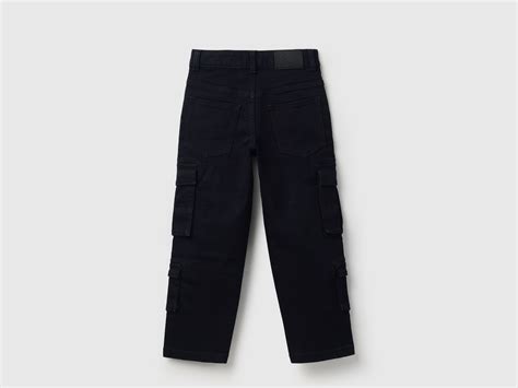 Solid Loose Fit Cargo Pocket Denim Jeans – United Colors of Benetton Store