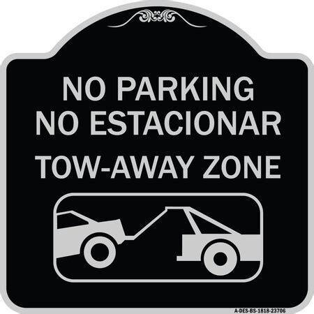 Signmission No Parking No Estacionar Tow Away Zone Directional Arrow ...