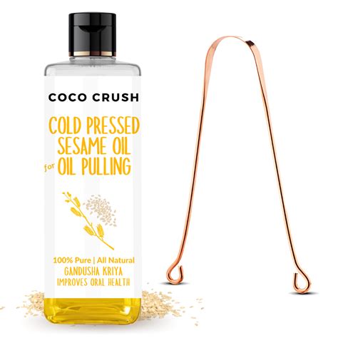 Ayurvedic Sesame Oil for Oil Pulling with Copper Tongue Cleaner – Coco ...