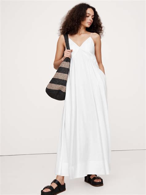 Viscose-Linen Maxi Dress | Banana Republic