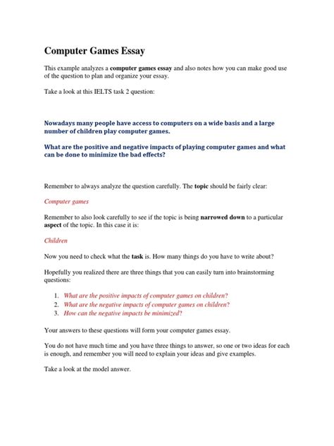 Computer Games Essay2 | PDF | Video Games | Essays