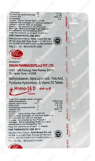 Homo 16 D 1500 MCG | Order Homo 16 D 1500 MCG Tablet Online at Truemeds