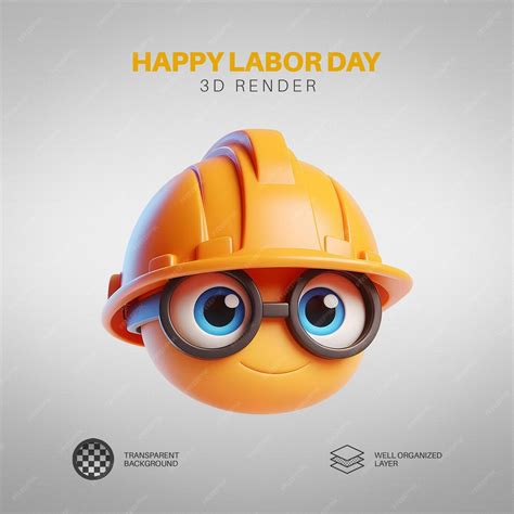Premium PSD | 3D World Labor Day Emoji Wearing Construction Helmet ...