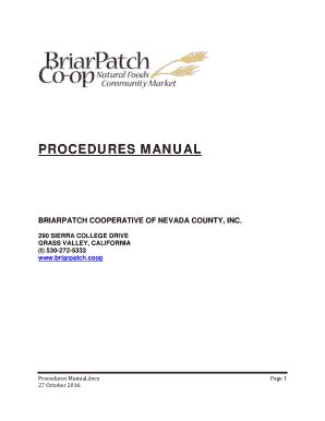 Fillable Online PROCEDURES MANUAL - briarpatch.coop Fax Email Print ...