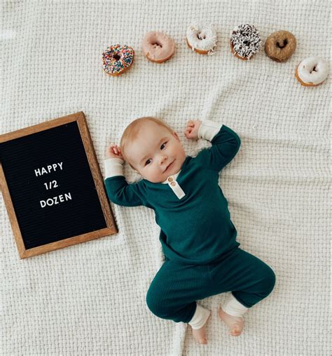 Happy 6 Months, Walker. 🍩 | 6 month baby picture ideas, Baby milestones ...