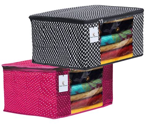 Kuber Industries Polka Dots 2 Pieces Cotton 3 Layered Quilted Saree ...