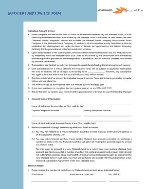 Fillable Online Funds switch form - mashreqassetmanagementcom Fax Email ...