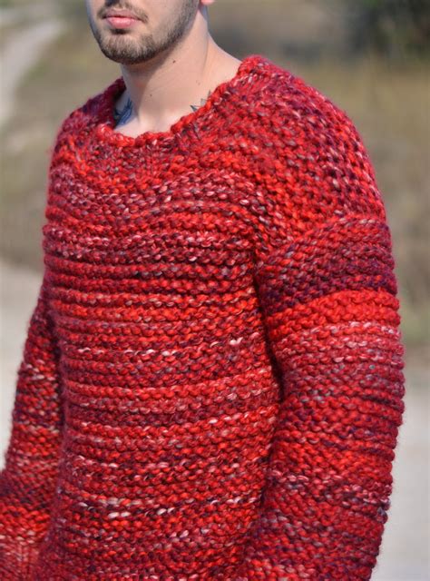 Handmade Wool Sweater Chunky Jumper Knitted Pullover Crewneck Sweater ...