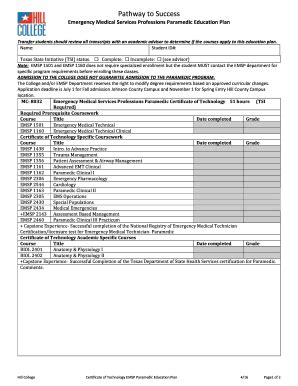 Fillable Online Emergency Medical Services - Paramedic - Certificate ...