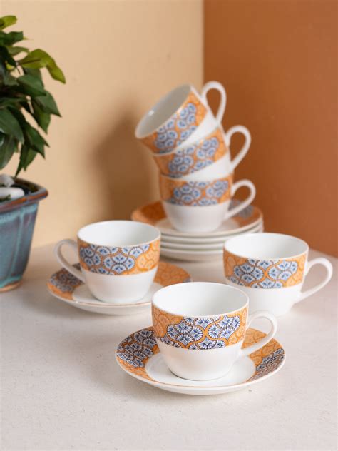 Buy Cream Super Cup & Saucer, 170ml, Set of 12 (6 Cups + 6 Saucers ...