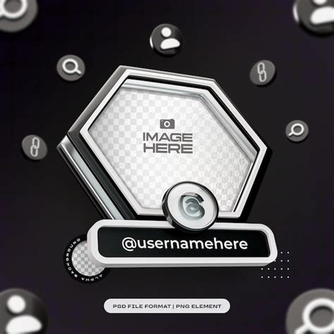 Hexagon social media profile 3d frame for threads isolated 3d render ...