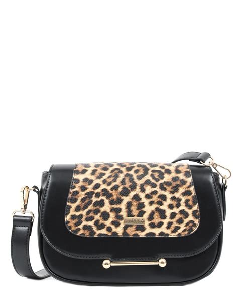 Women's black animal print crossbody bag