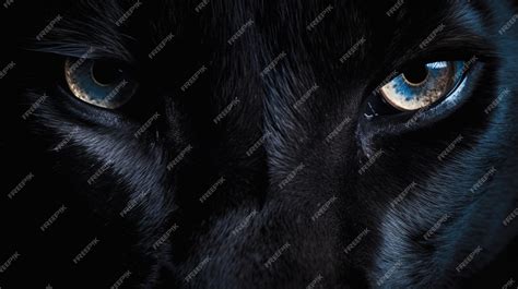 Premium AI Image | A black panthers eyes up close on black