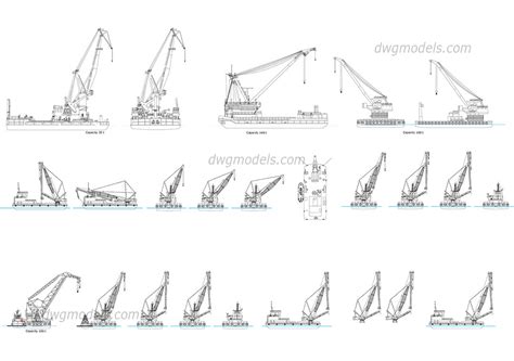 Floating cranes free AutoCAD drawings - Study For Next
