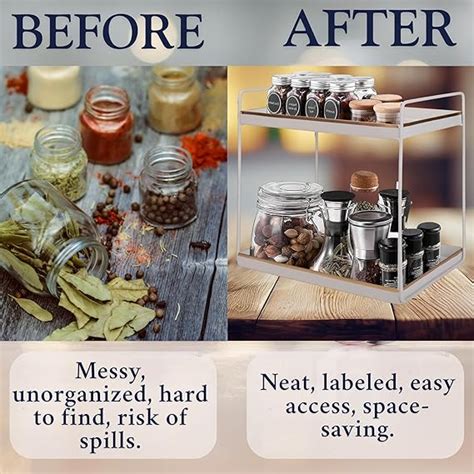 2-Tier Spice Rack White With golden – Niyara