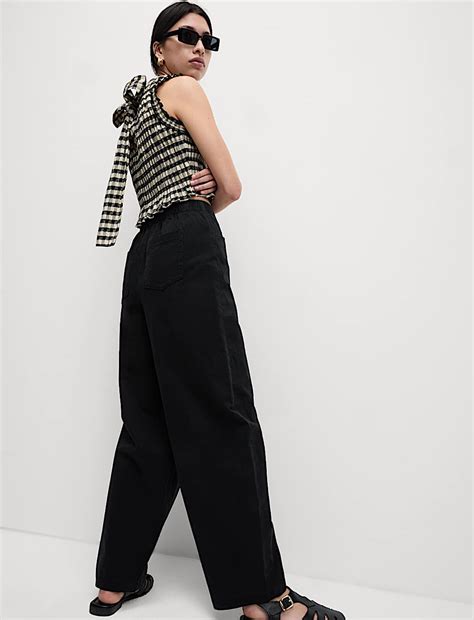 Buy Elasticated Waist Barrel Leg Casual Trousers at Marks & Spencer