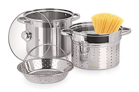 Pristine Stainless Steel Multi Purpose Steamer Set with Glass Lid ...