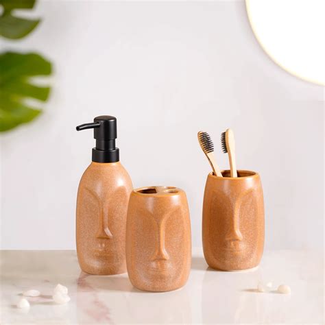 Faces Ceramic Bathroom Accessories Set Of 3 Online - Premium Bath Set ...