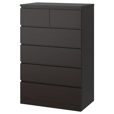 MALM chest of 6 drawers, black-brown, 80x123 cm (311/2x483/8") - IKEA