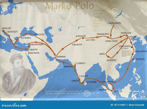 Map of the Travels of Marco Polo Editorial Photo - Image of chinese, historical: 151114581