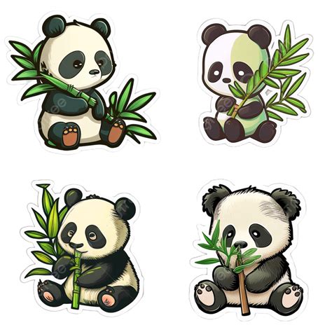90 Cute Panda Eating Bamboo Sticker Cartoon Style Design For Dft Print ...