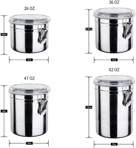 Buy JASINCESS 4-Piece Stainless Steel Airtight Canister Set, Food ...