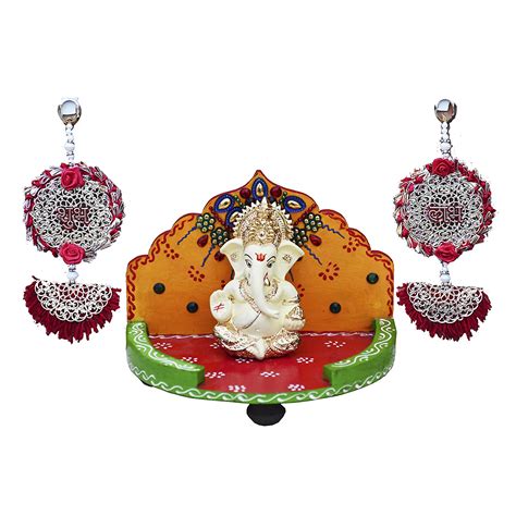 Beautiful ganeshs idol with wooden singhasan