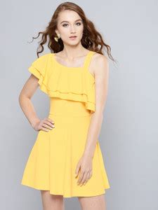 VENI VIDI VICI Women Skater Yellow Dress - Buy VENI VIDI VICI Women ...