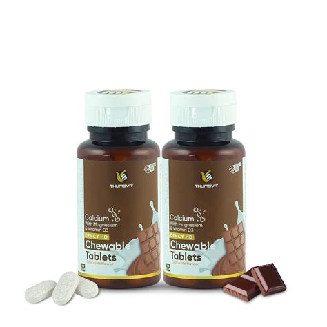 THUMSVIT Chewable Calcium Tablets with Magnesium and Vitamin D3 | For ...