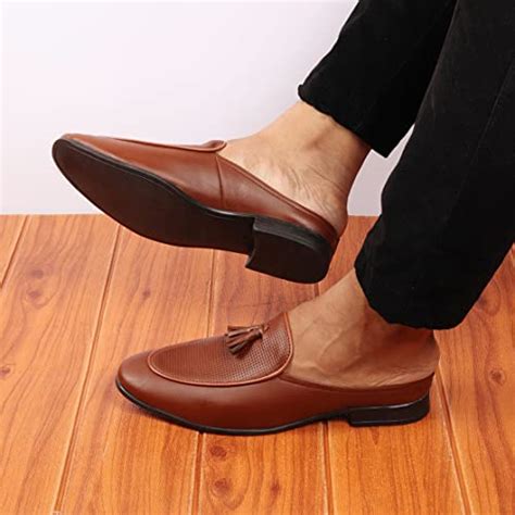 Buy FAUSTO FST KI-4804 TAN-40 Men's Tan Back Open Tassle Leather Slip ...