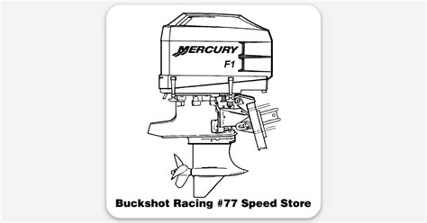 Mercury Racing F1 Outboard (Black on White) by Mike Hill | Magnets ...