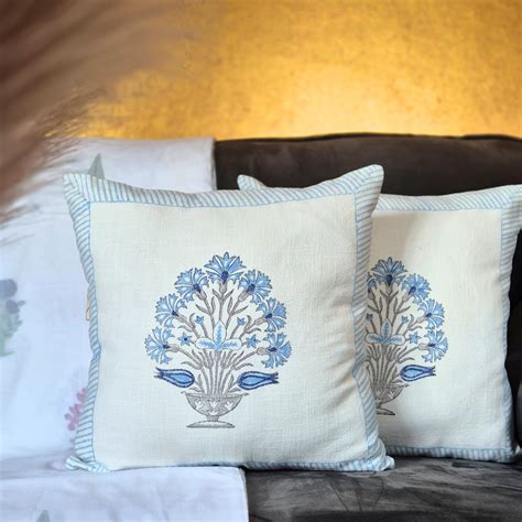 Royal Bagh Slub Cotton Cushion Cover | Hand Block Print – Altaire Homes