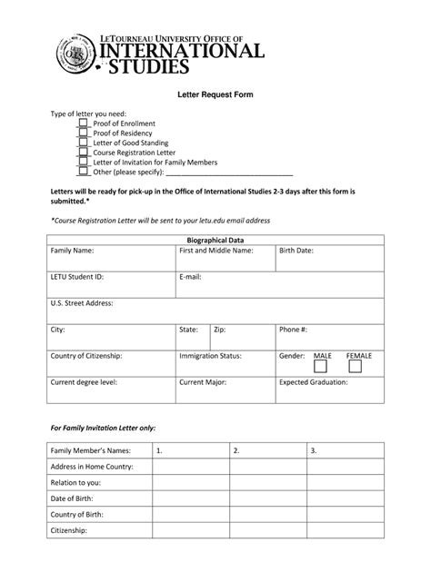 Letter Request Form - Blank Fillable Template | Fill Out, Print ...