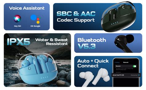 ACwO Dwots 535 with 50 Hours Playtime, Wireless Earbuds Bass Boom X ...