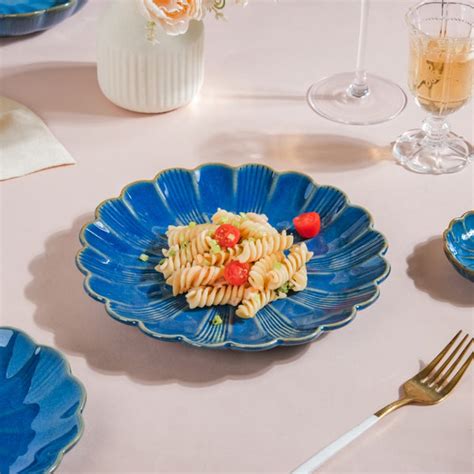 Ocean Ceramic Plate For Snacks 8 Inch Blue