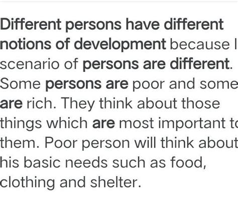 different people have different notion of development? explain this ...