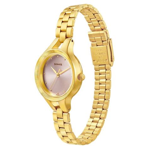 Buy Online Sonata Gold Edit Pink Dial Women Watch With Stainless Steel ...