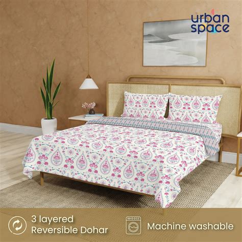 Buy Cotton Bedsheet & AC Dohar Combo Pack - Persian Pink