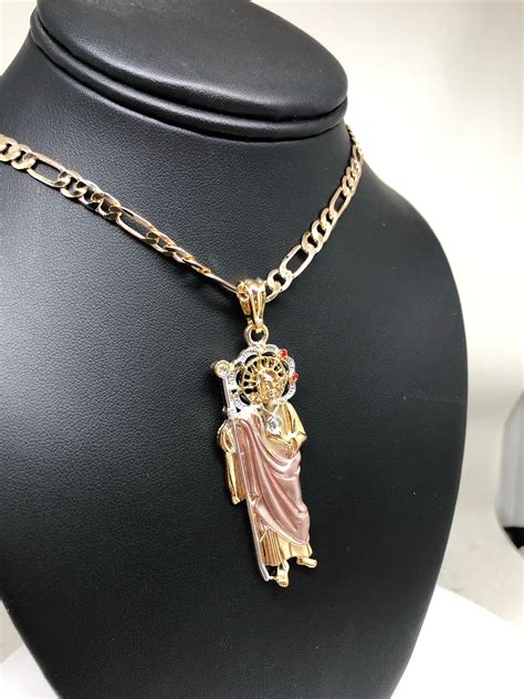 Gold Plated Saint Jude Pendant Necklace Chain San Judas Tadeo Jewelry ...