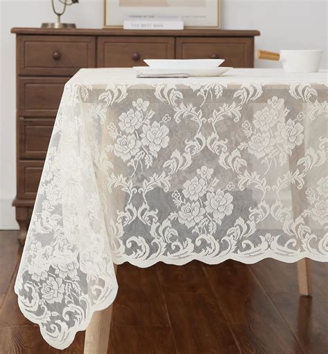 Amazon.com: Warm Home Designs Wedding Tablecloth. 60 x 144 Ivory Lace ...