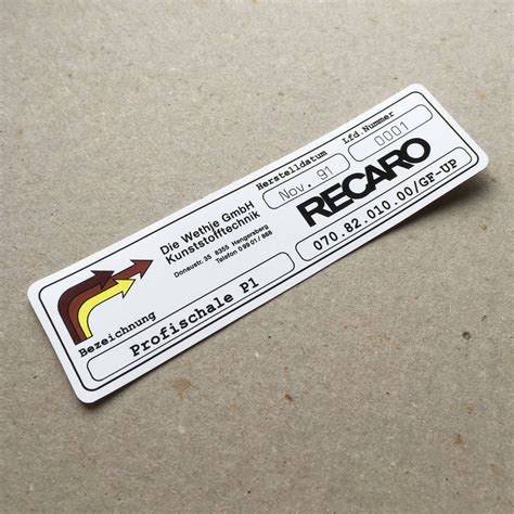 Recaro seats serial number sticker, 964 (1991 - 1994) - CarBone