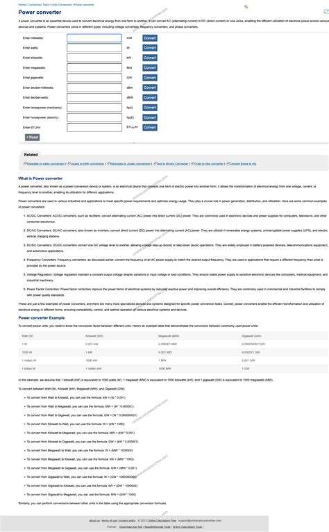 Conversor de Potência: kW, mW, W, MW, GW, dBm, dBW, hp, BTU/h ...