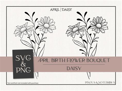 Daisy Svg April Birth Flower Birth Month Flower Bouquet - Etsy