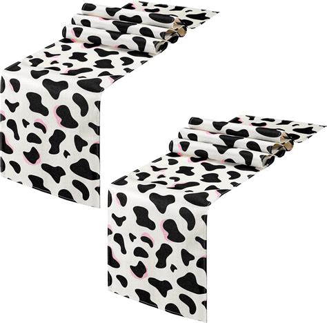 Amazon.com: Kingdder 2 Pcs Linen Pink Cow Print Table Runner 13 x 72 in ...