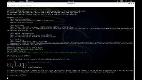 Sqlmap Tutorial Kali 的图像结果