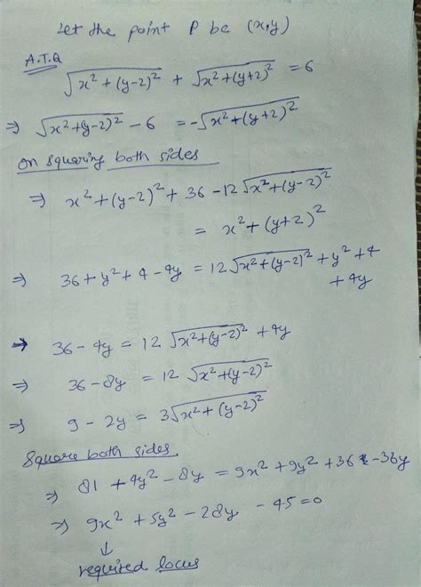 Find the equation of the locus from sum of the distance (0,2) (0,-2) is ...