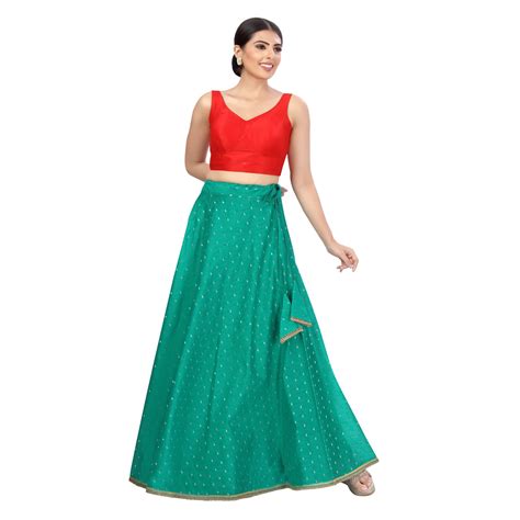 Women's Polyester Chanderi Silk Skirt Lehenga (2456 - Rama Green ...