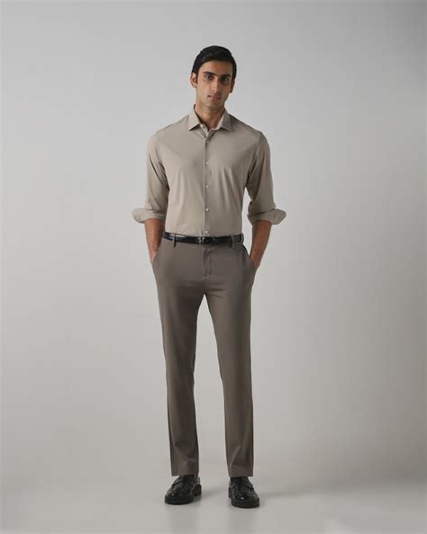 Buy Stone Crinkle Plain Slim Fit Casual Shirt Online at Muftijeans